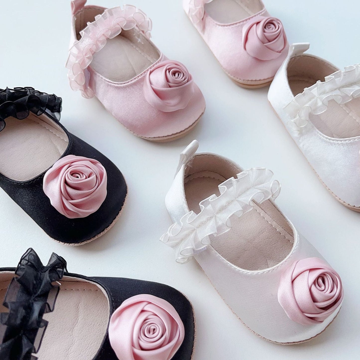 Arrival Baby Girl 3D Flower Ruffle Lace Toddler Soft-Sole Anti-Slip Walking Shoes