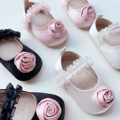 Arrival Baby Girl 3D Flower Ruffle Lace Toddler Soft-Sole Anti-Slip Walking Shoes