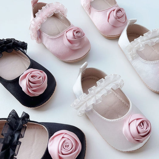 Arrival Baby Girl 3D Flower Ruffle Lace Toddler Soft-Sole Anti-Slip Walking Shoes