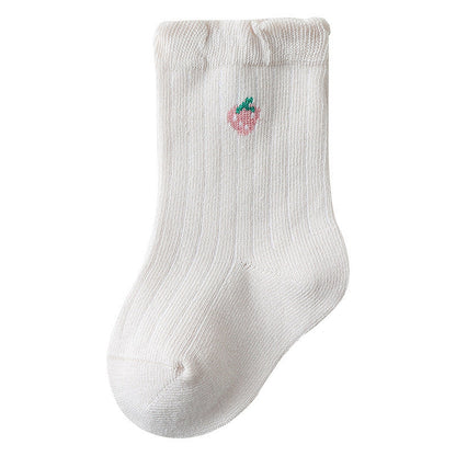 Baby Girls Frilled-Edges Breathable Mid-Calf Socks 2 Pairs